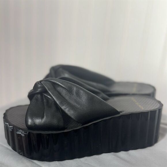 Tory Burch Black Platform Slide Sandals Women’s 6 Puffy Knot Y2K Style 87003 CHB - Picture 2 of 9